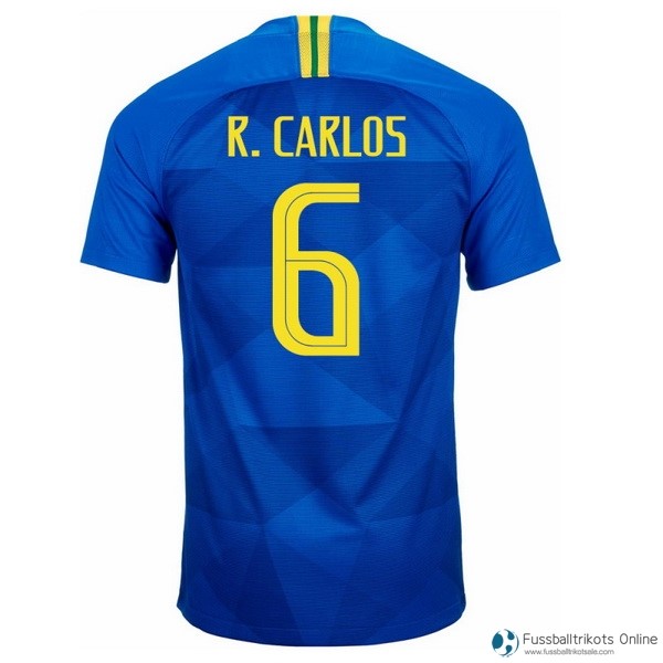 Brasilien Trikot Auswarts R.Carlos 2018 Blau Fussballtrikots Günstig